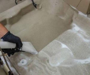 Wash the car carpet.Detailing on interior of modern car.
